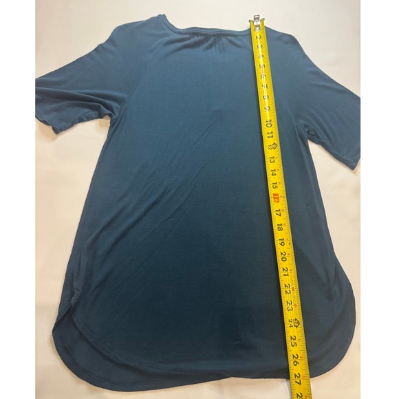 LOFT Tunic Top Women XS Teal Blue Excellent Short Sleeve Keyhole Knit Blouse - Picture 3 of 4